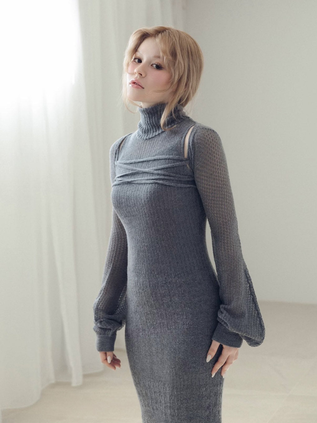 新品未使用andmarry Sophie seethrough knit dress
