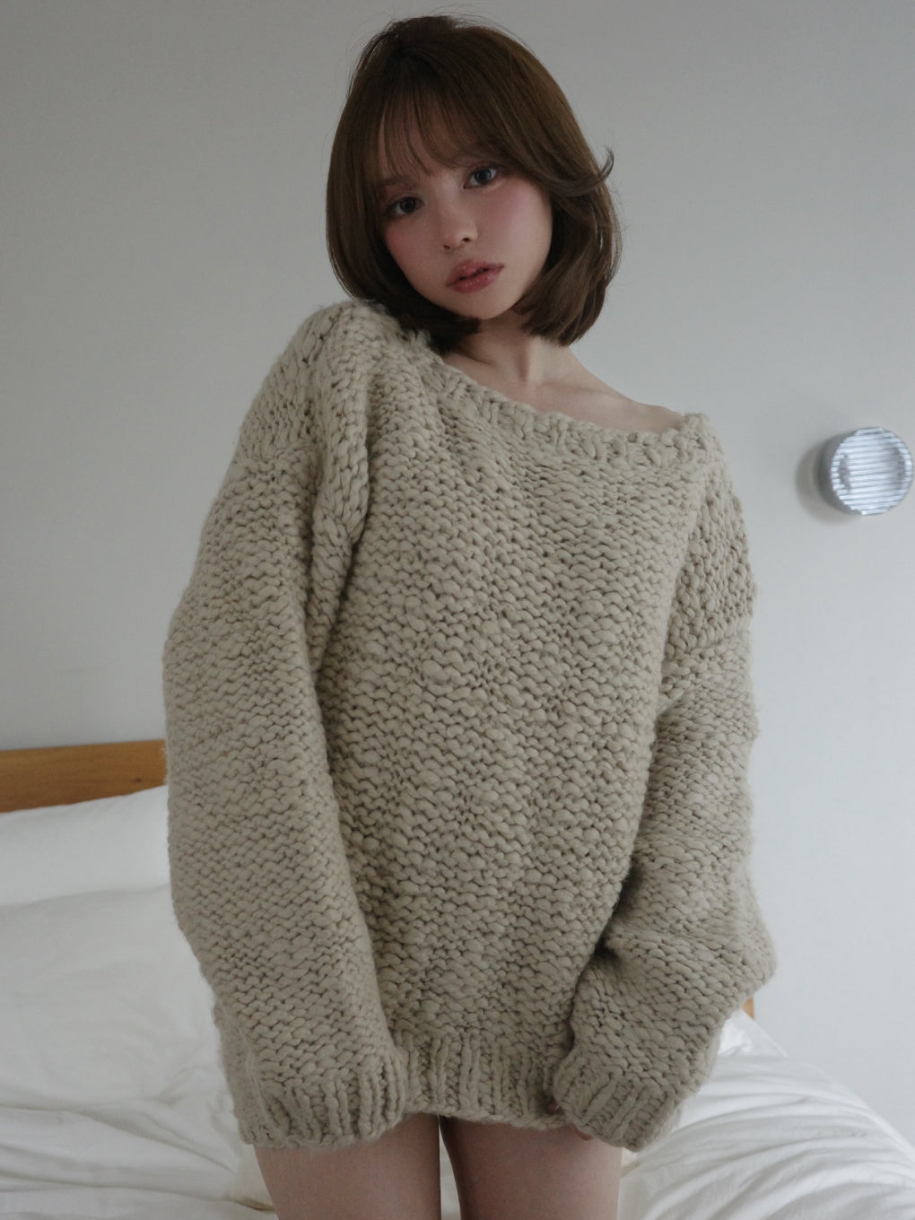 Fluffy handknit set up