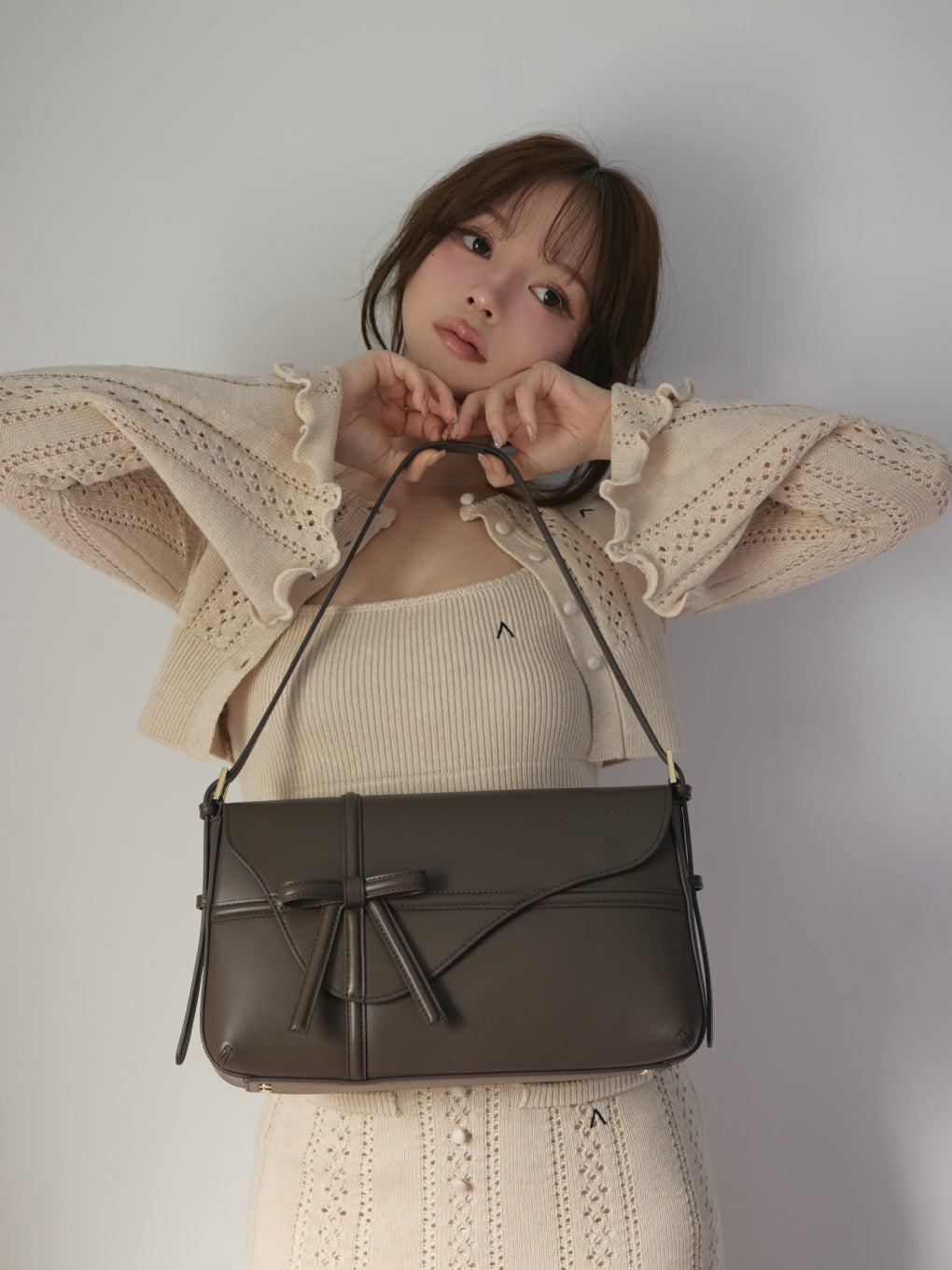 トップス Clala layered set andmary ANDMARY POPUP STORE Natalie ribbon set color beige/black/gray