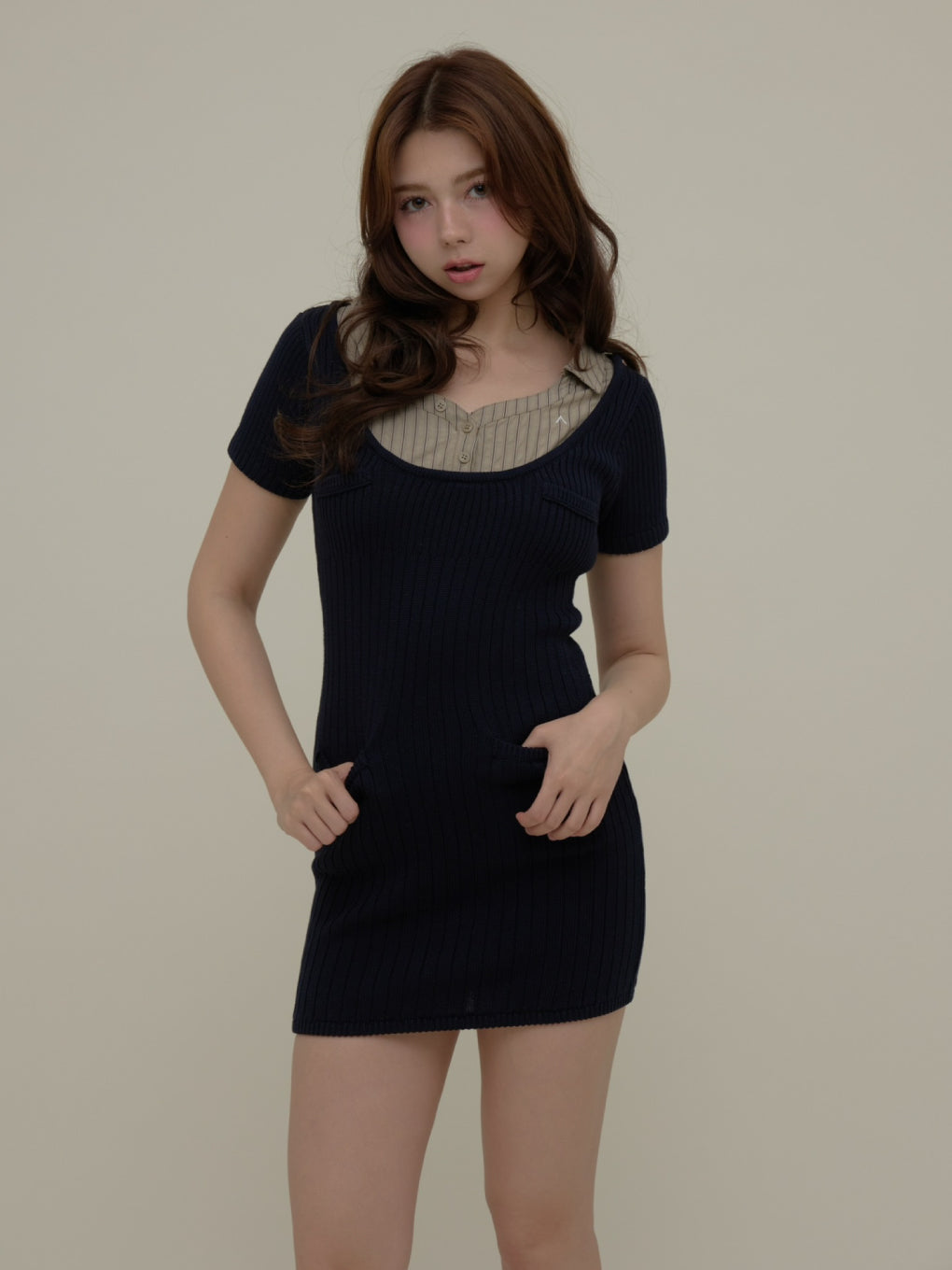 Nina stripe shirt mini dress