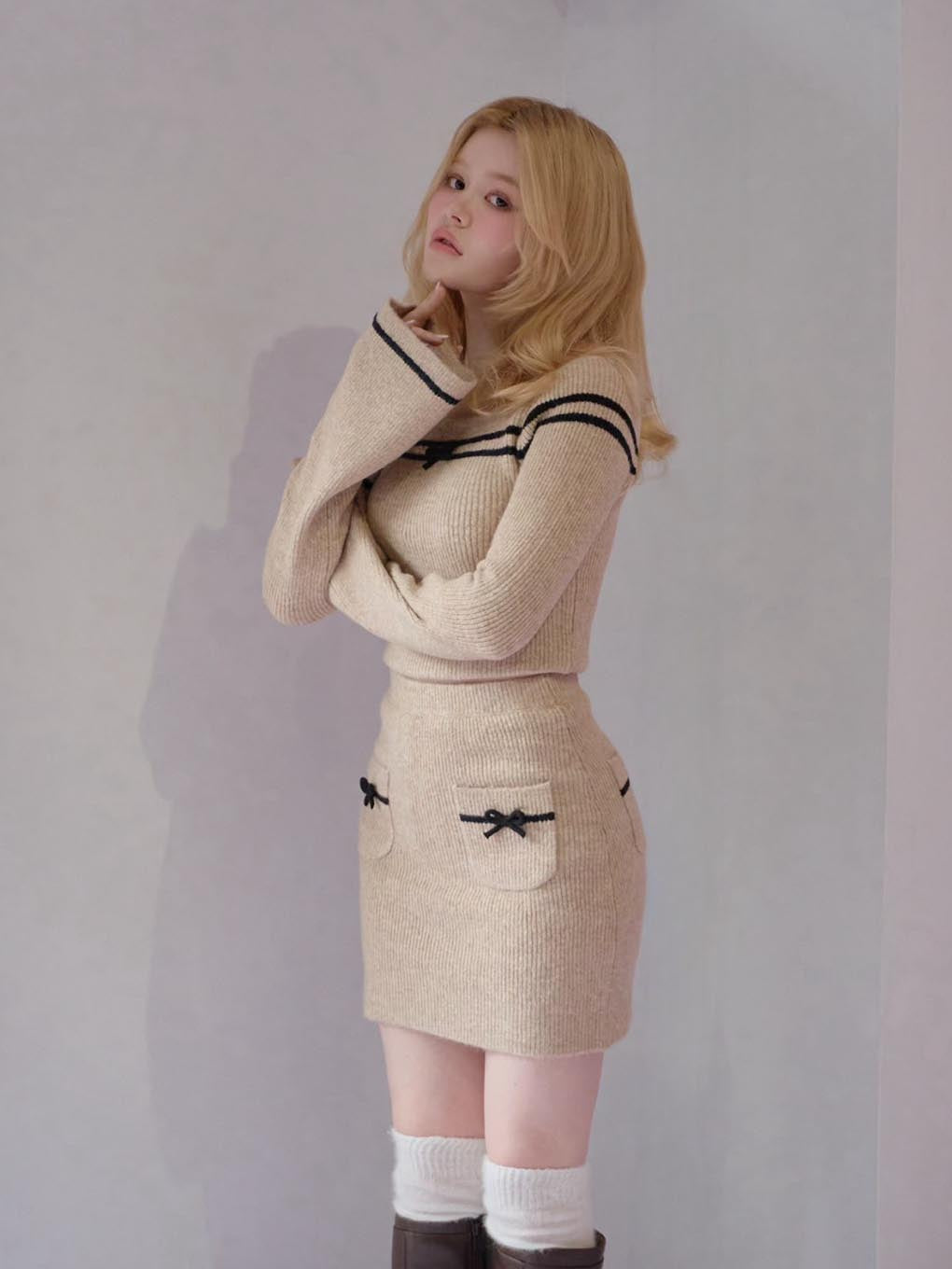 ANDMARY】Blair ribbon knit skirt