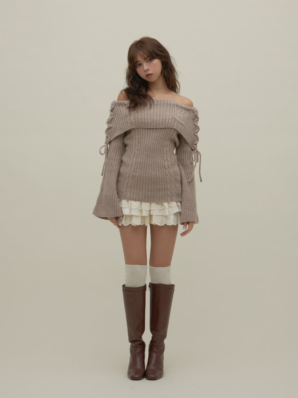 ANDMARY】Corrie lace knit set up