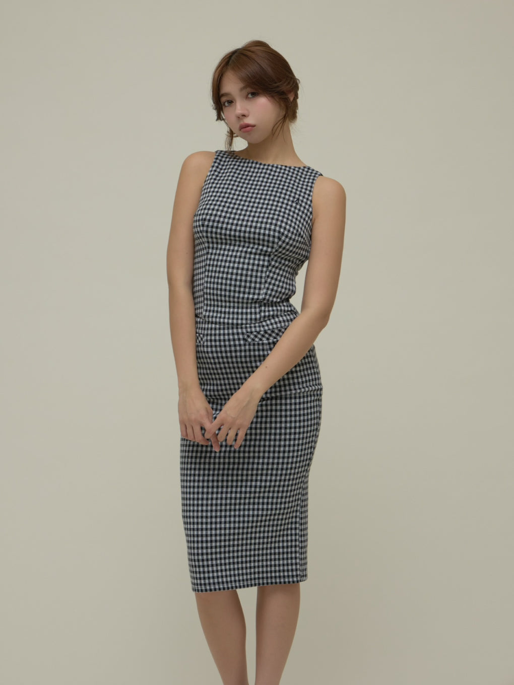 ANDMARY】Ruru gingham set up long