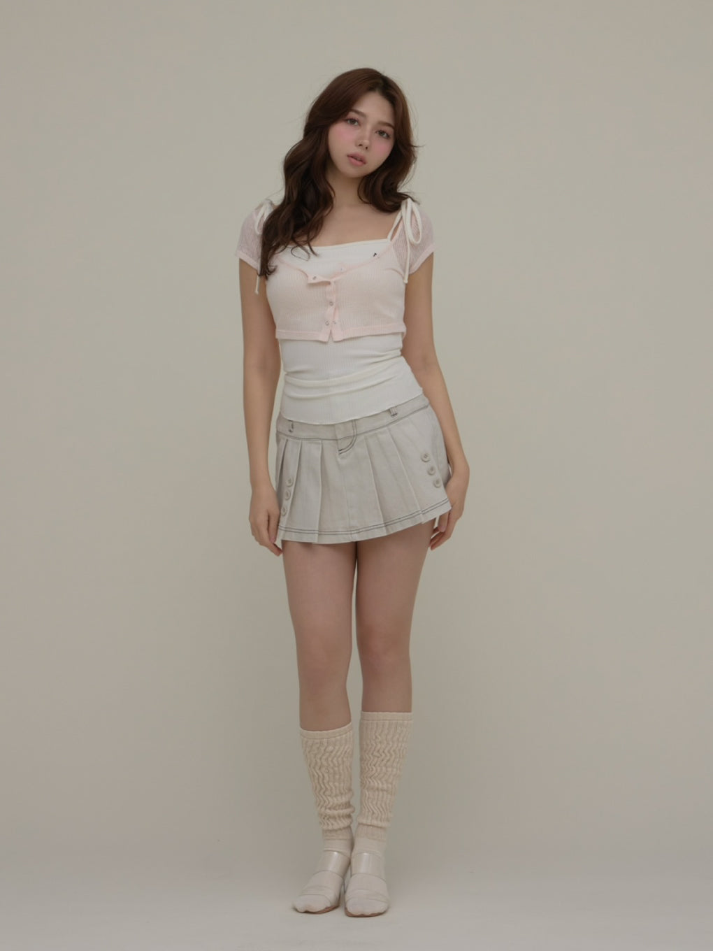 スカート ANDMARY Kika button mini skirt ANDMARY】Kika button mini skirt
