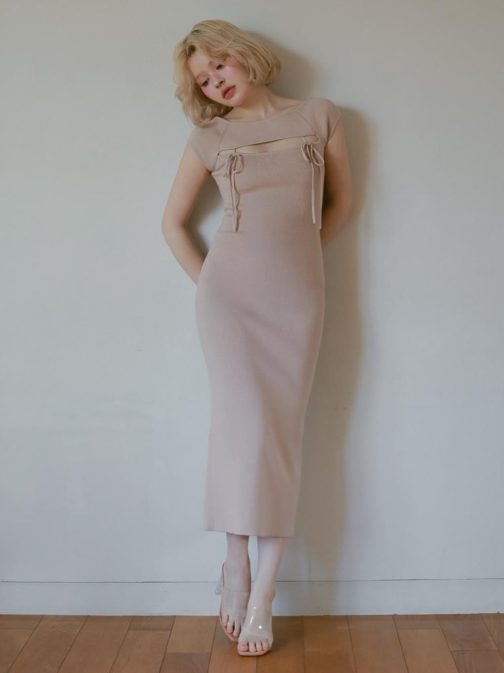 Bebe ribbon knit dress