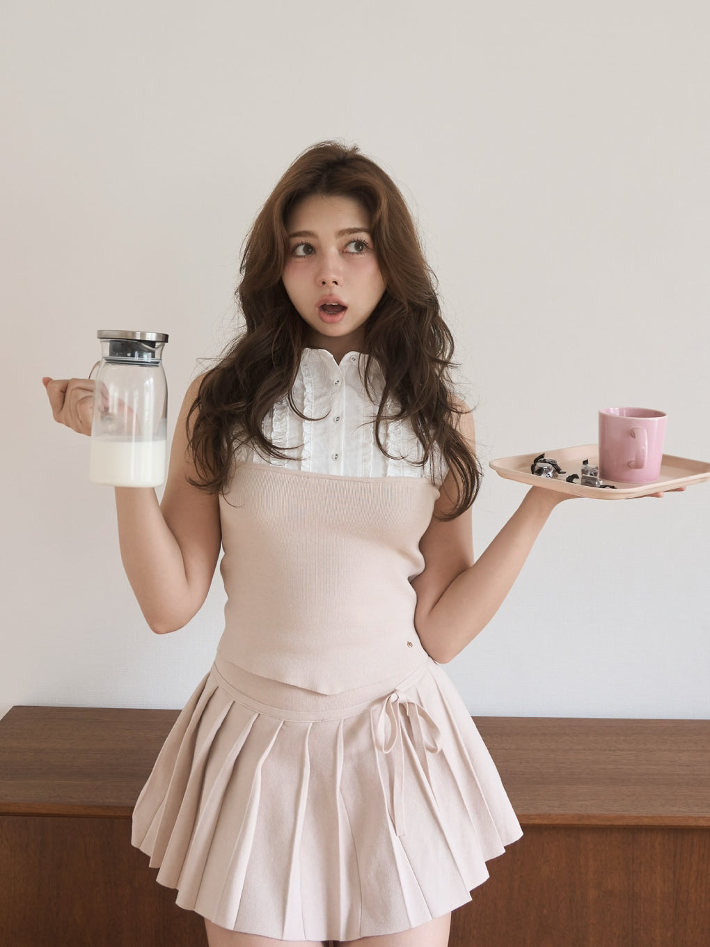 トップス ANDMARY - Lotta frill set tops ivory ANDMARY】Lotta frill set up