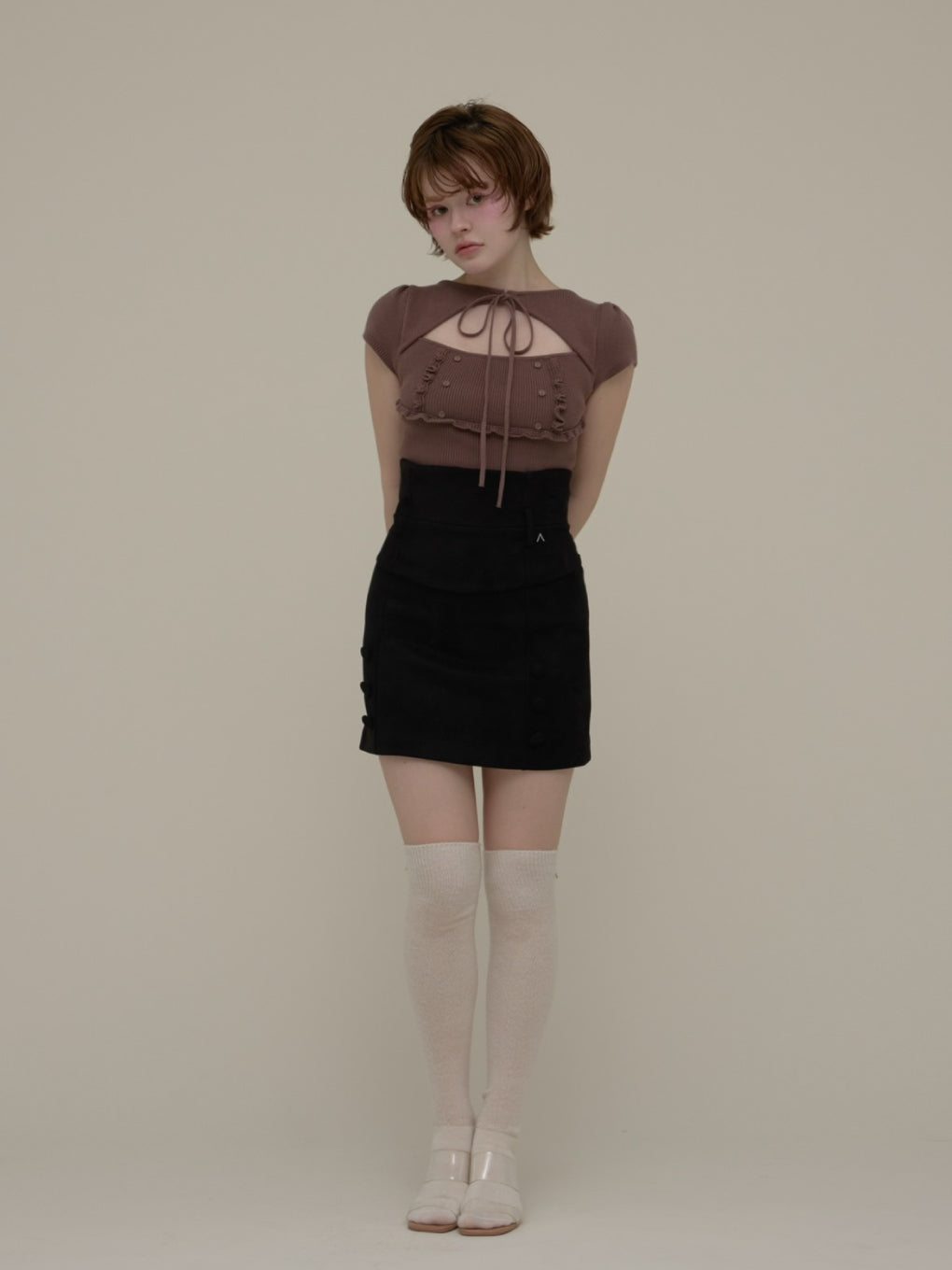 ANDMARY】Bell frill knit tops
