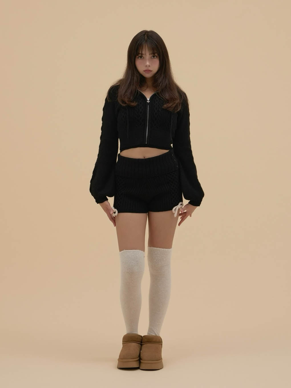 Milk ribbon knit set up