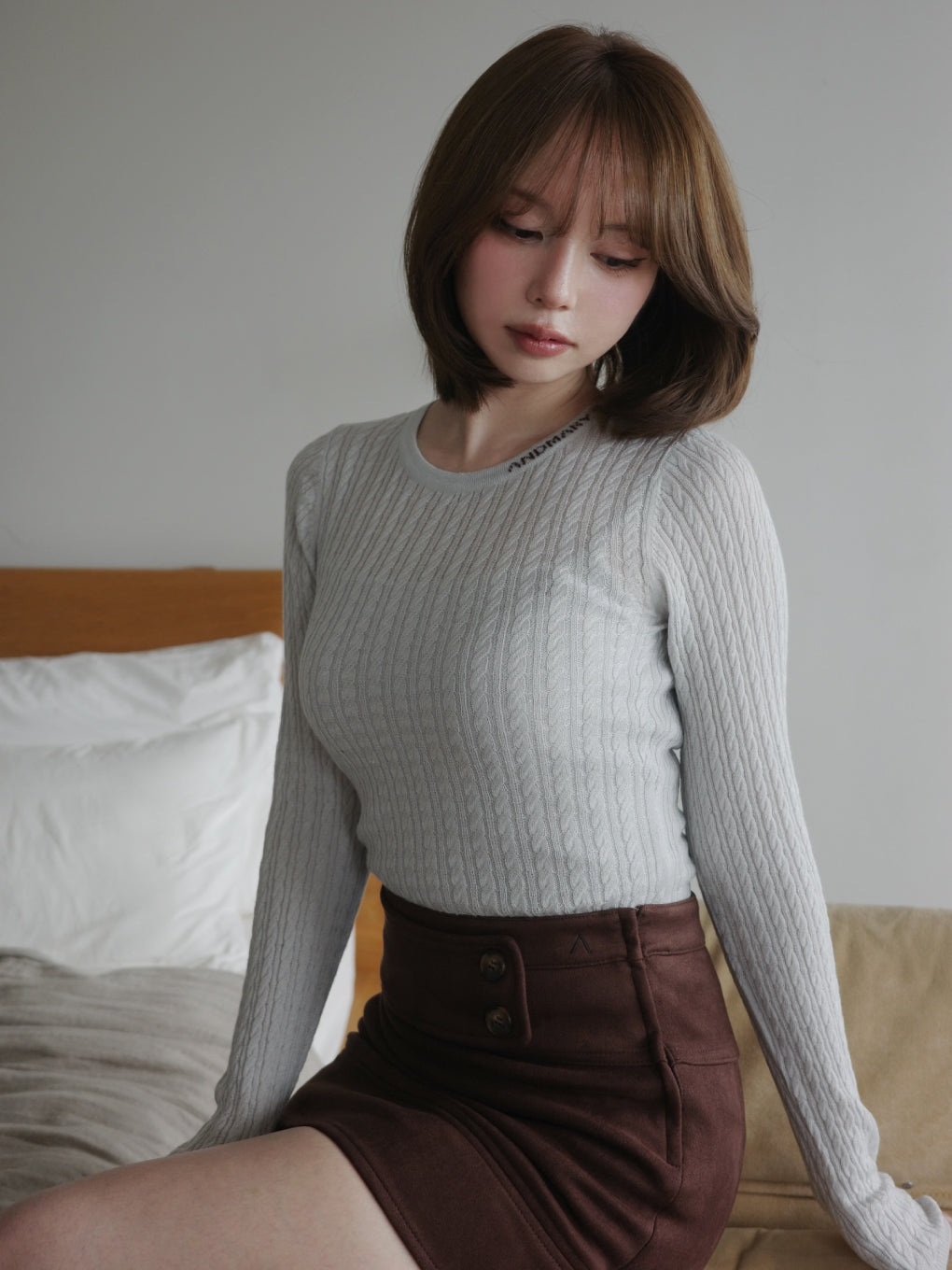 ANDMARY】Logo knit tops
