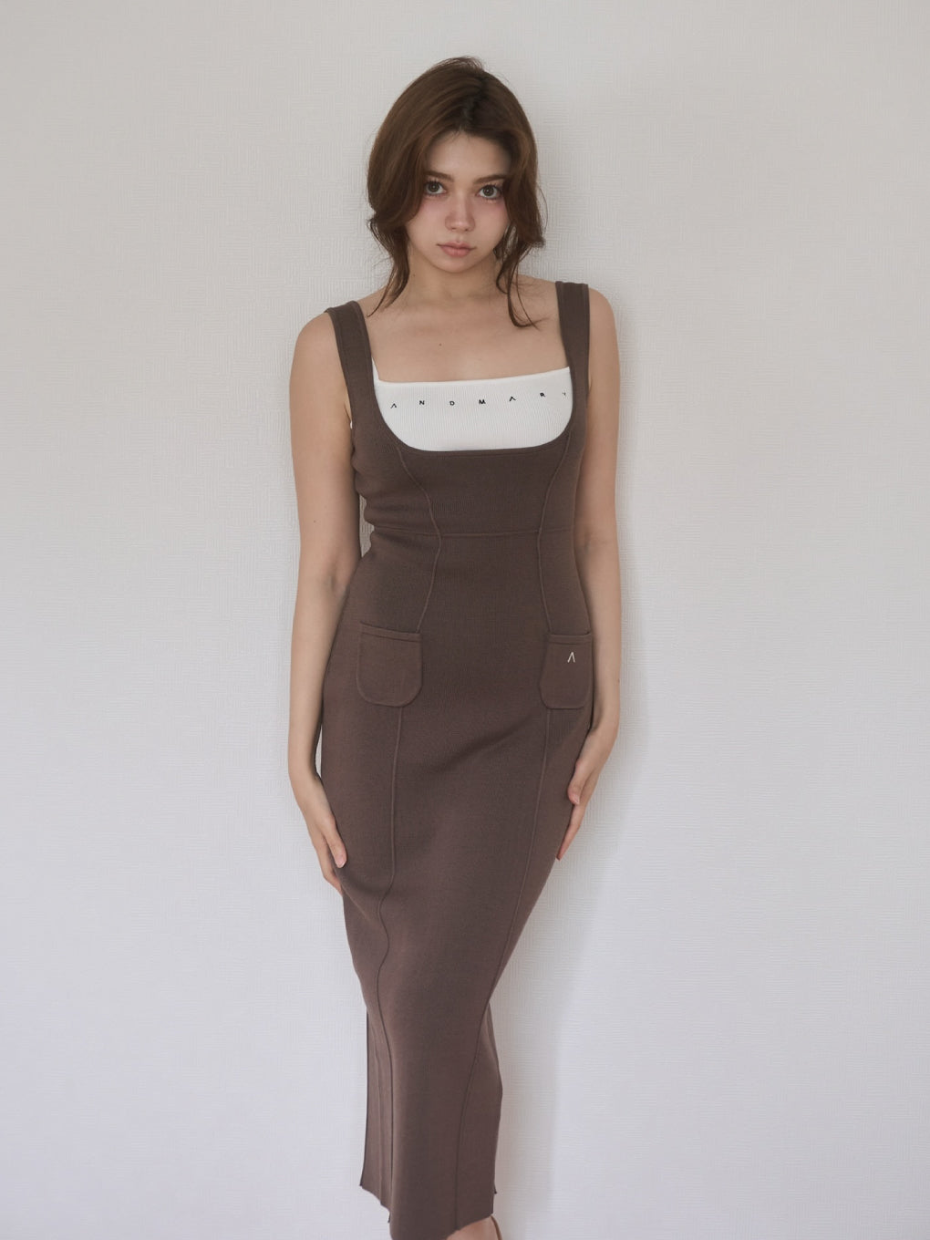 ワンピース ANDMARY zoe set long dress brown ANDMARY】Zoe set long dress