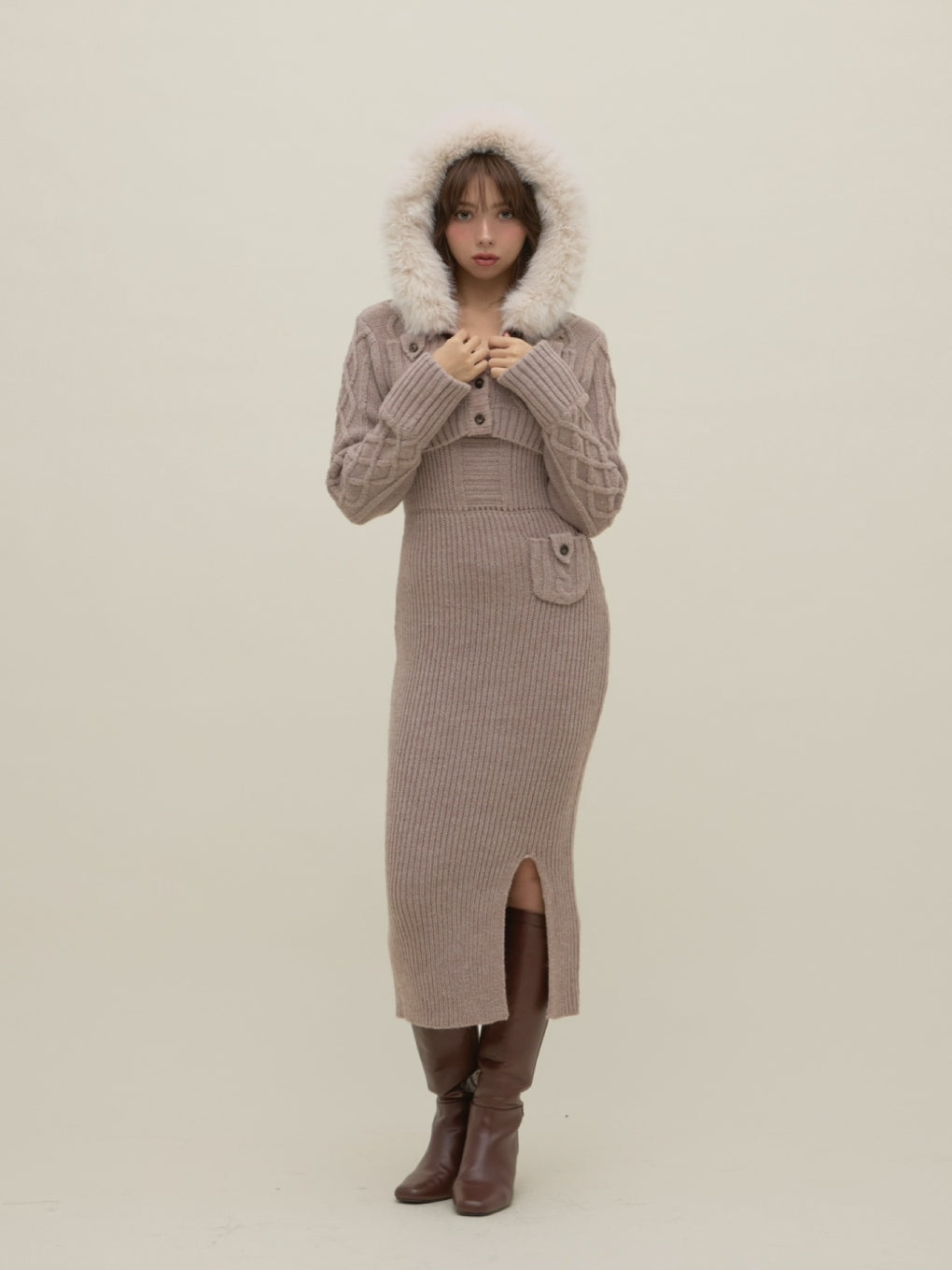 Nara hood set dress