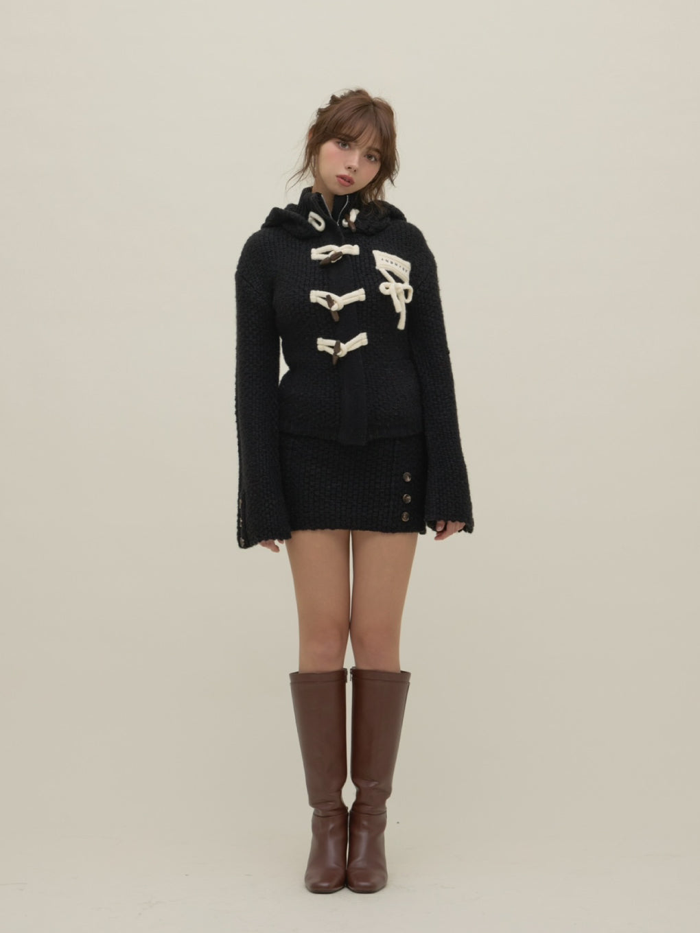 ANDMARY】Cable knit jacket set up