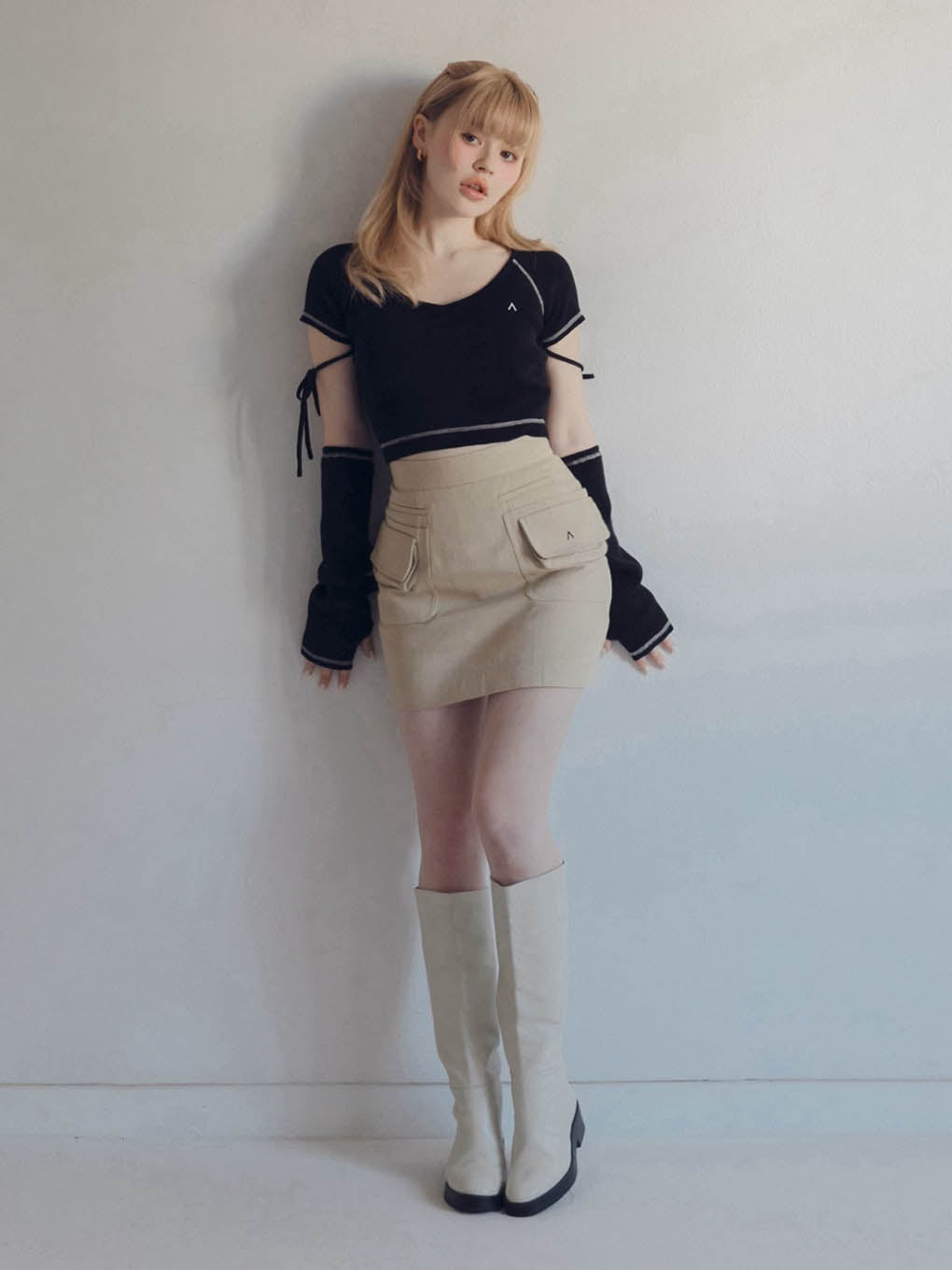 タグ付き新品未開封ですandmary kitty knit tops Beige アンドマリー