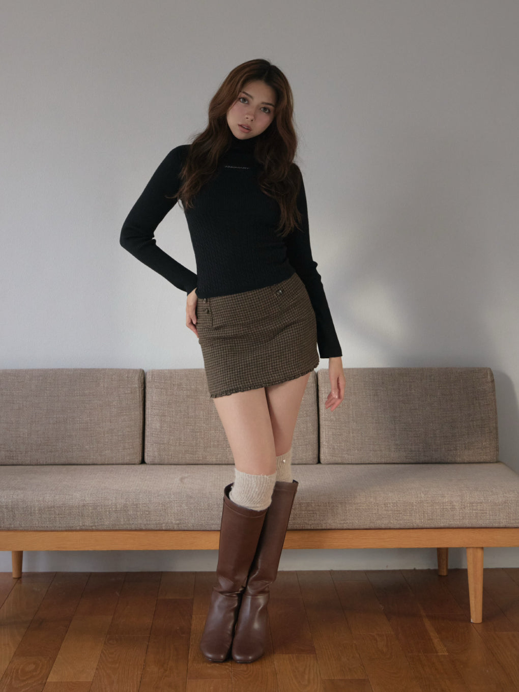 Jacquard turtleneck tops