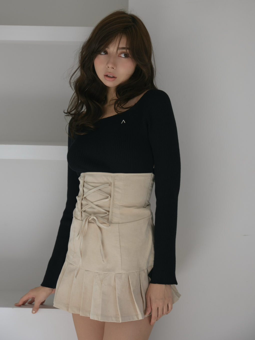 ANDMARY】High waist velour mini dress