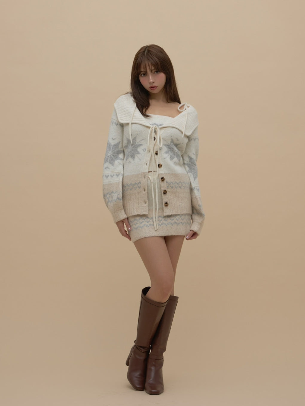 Heart nordic cardigan set up