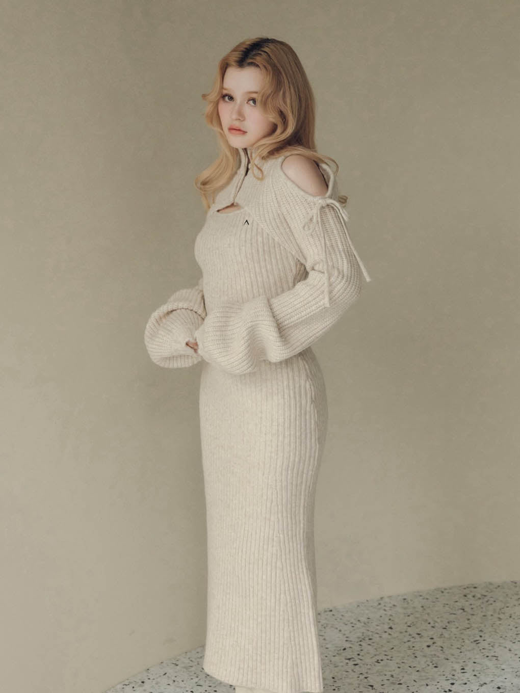 アンドマリーANDMARY Rothy knit set dress BEIGE