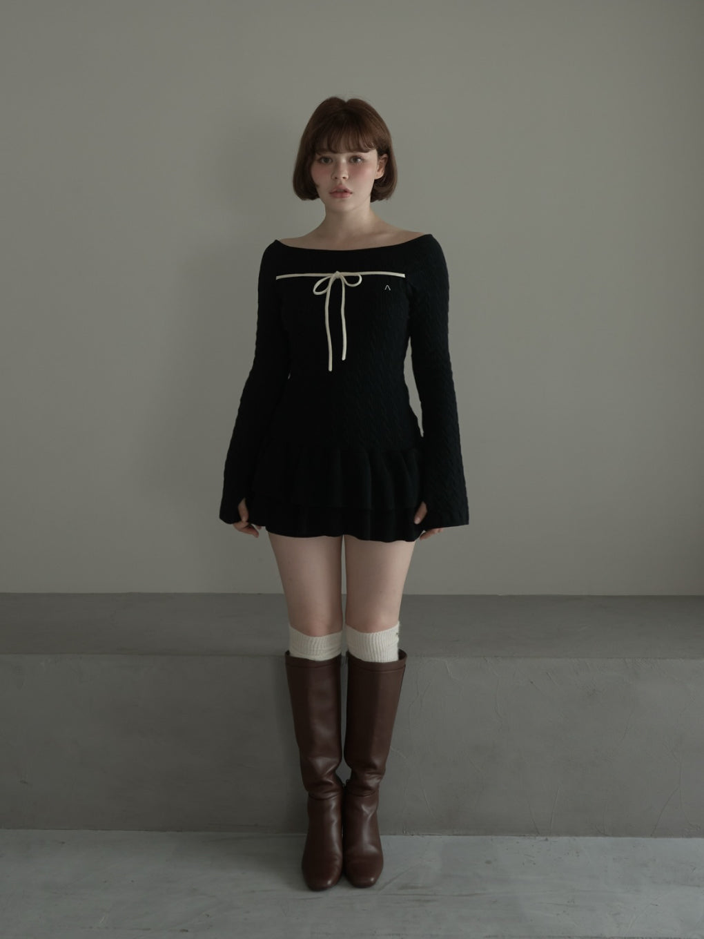 Milky frill mini dress