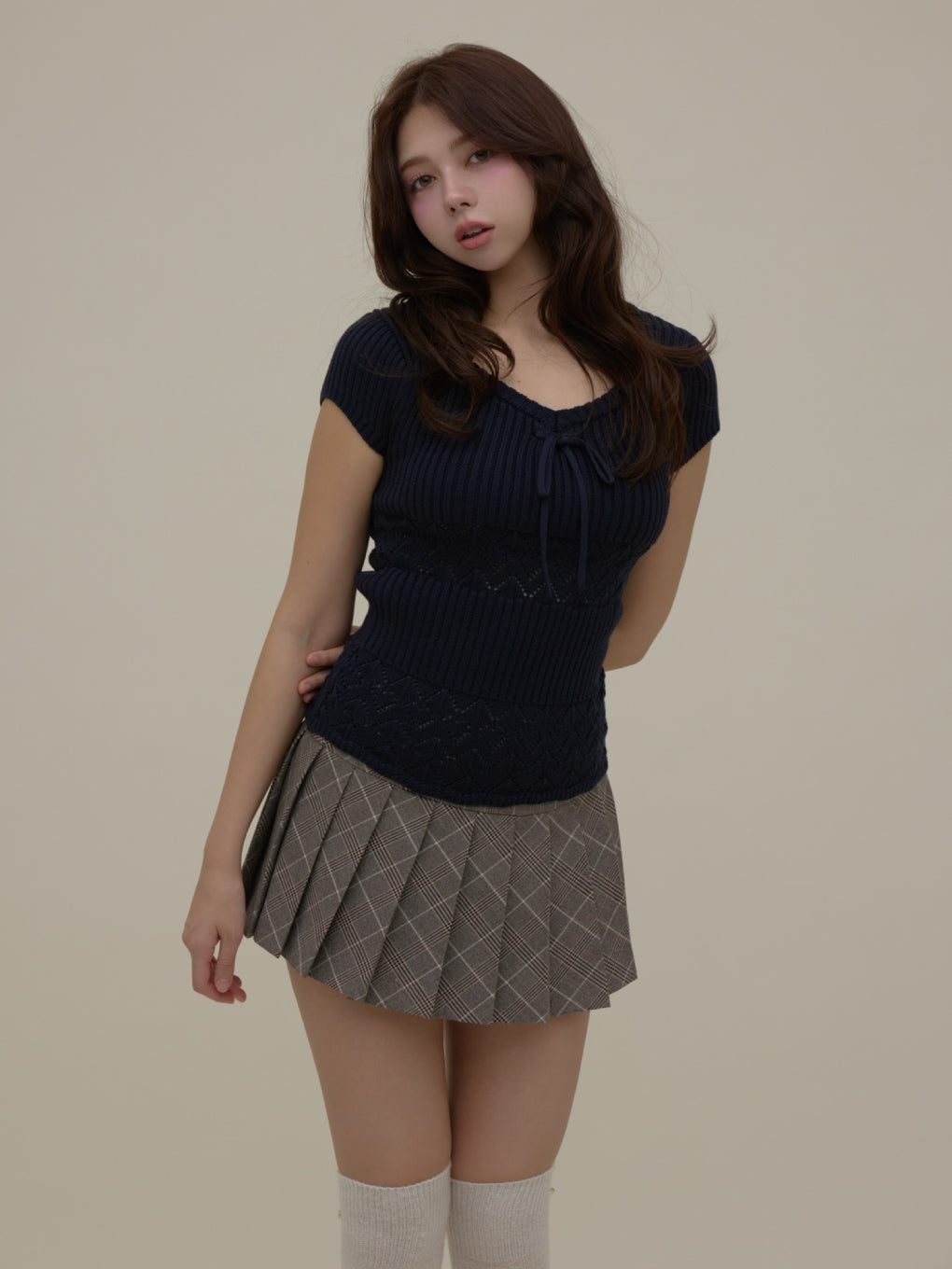 ANDMARY】Heart crochet knit tops