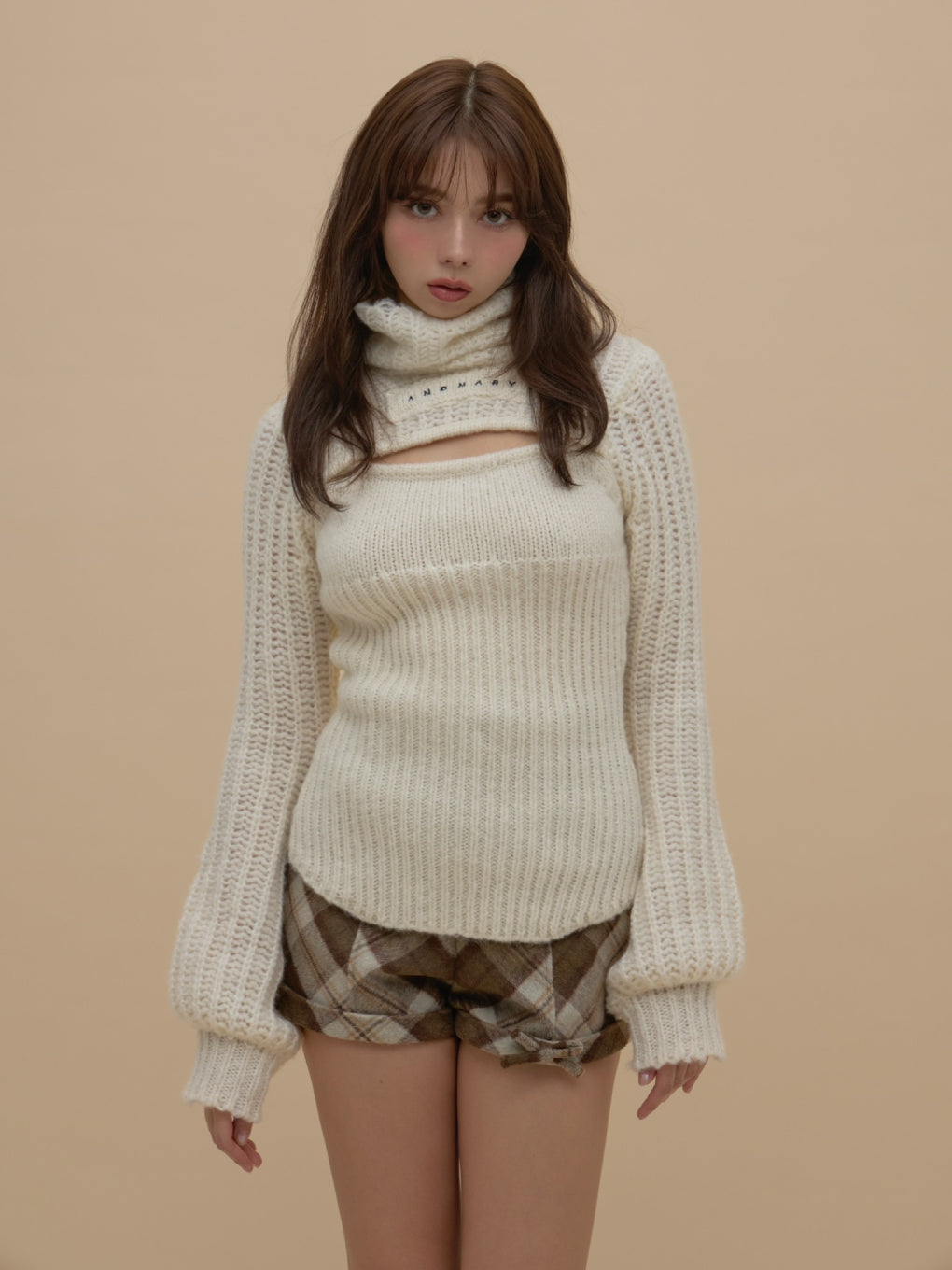 Ribbon check mini pants