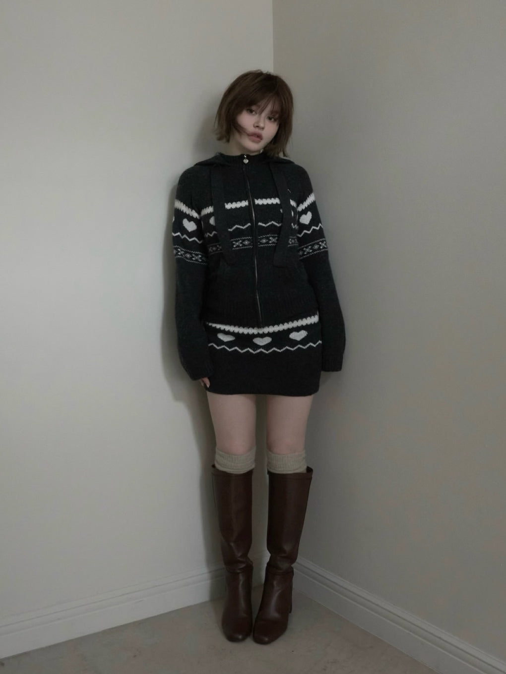 ANDMARY】Heart knit set up