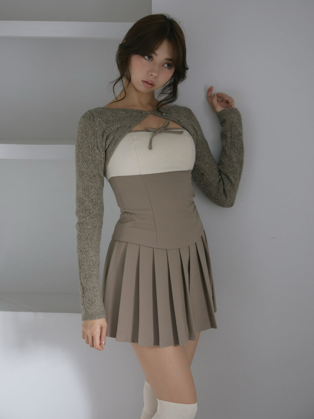 トップス Angmarry Flora pleats set up ANDMARY】Flora pleats set up
