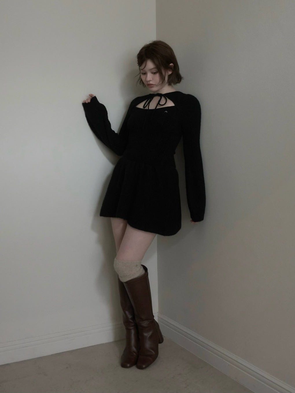 ワンピース Amy cable flare mini dress andmary ANDMARY】Amy cable flare mini dress