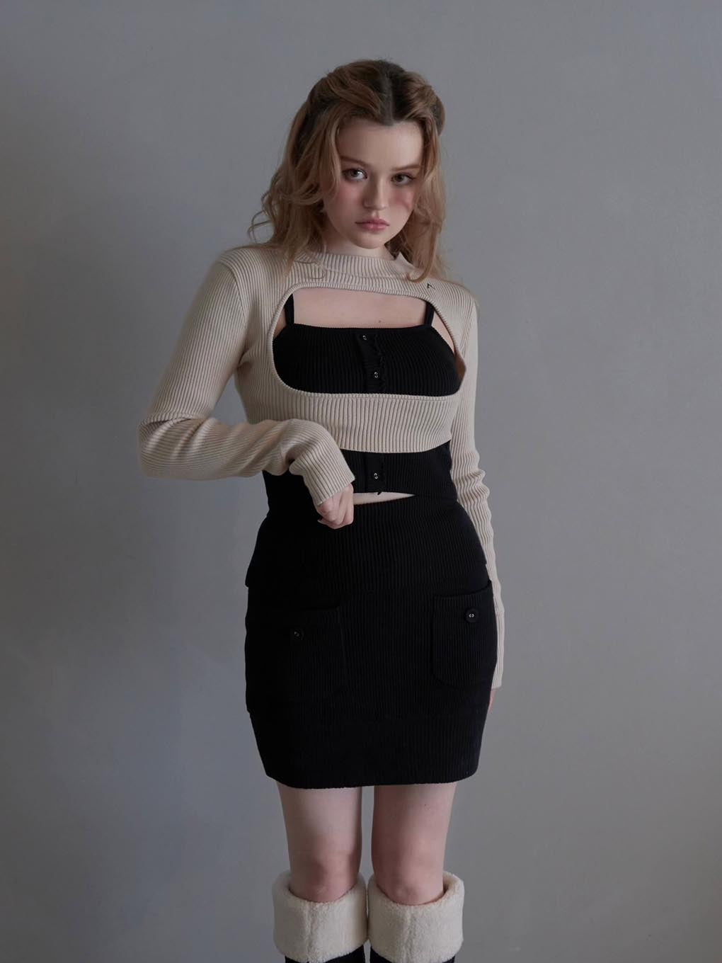 ファッションandmary carina knit setup ブラック