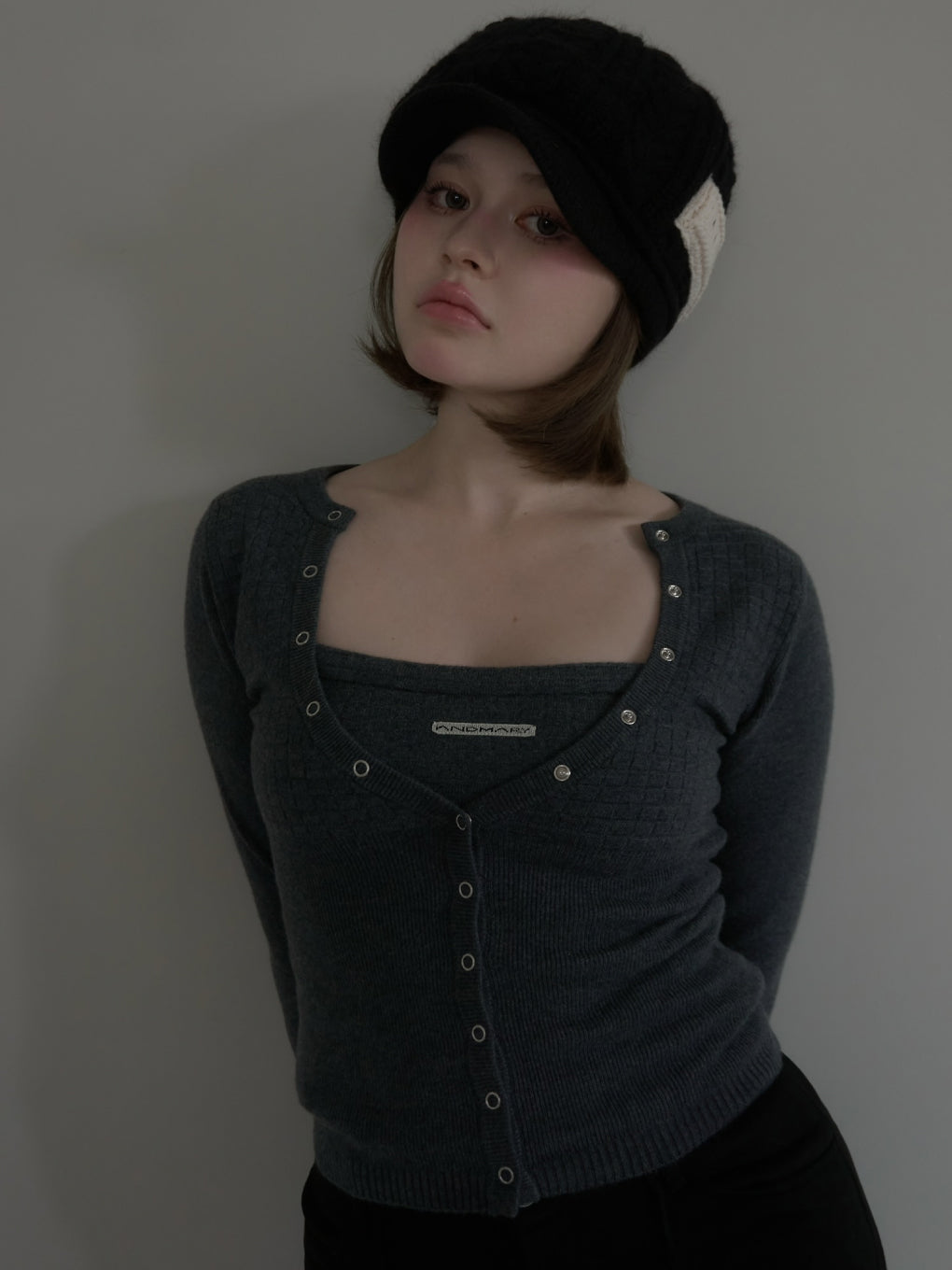 Waffle cardigan set tops