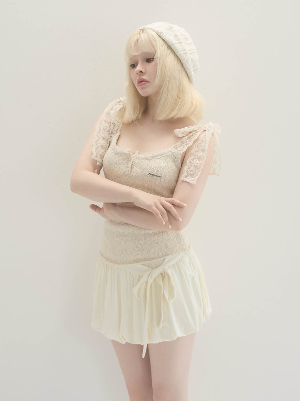 トップス Cotton ribbon tank ivory Cotton ribbon tank
