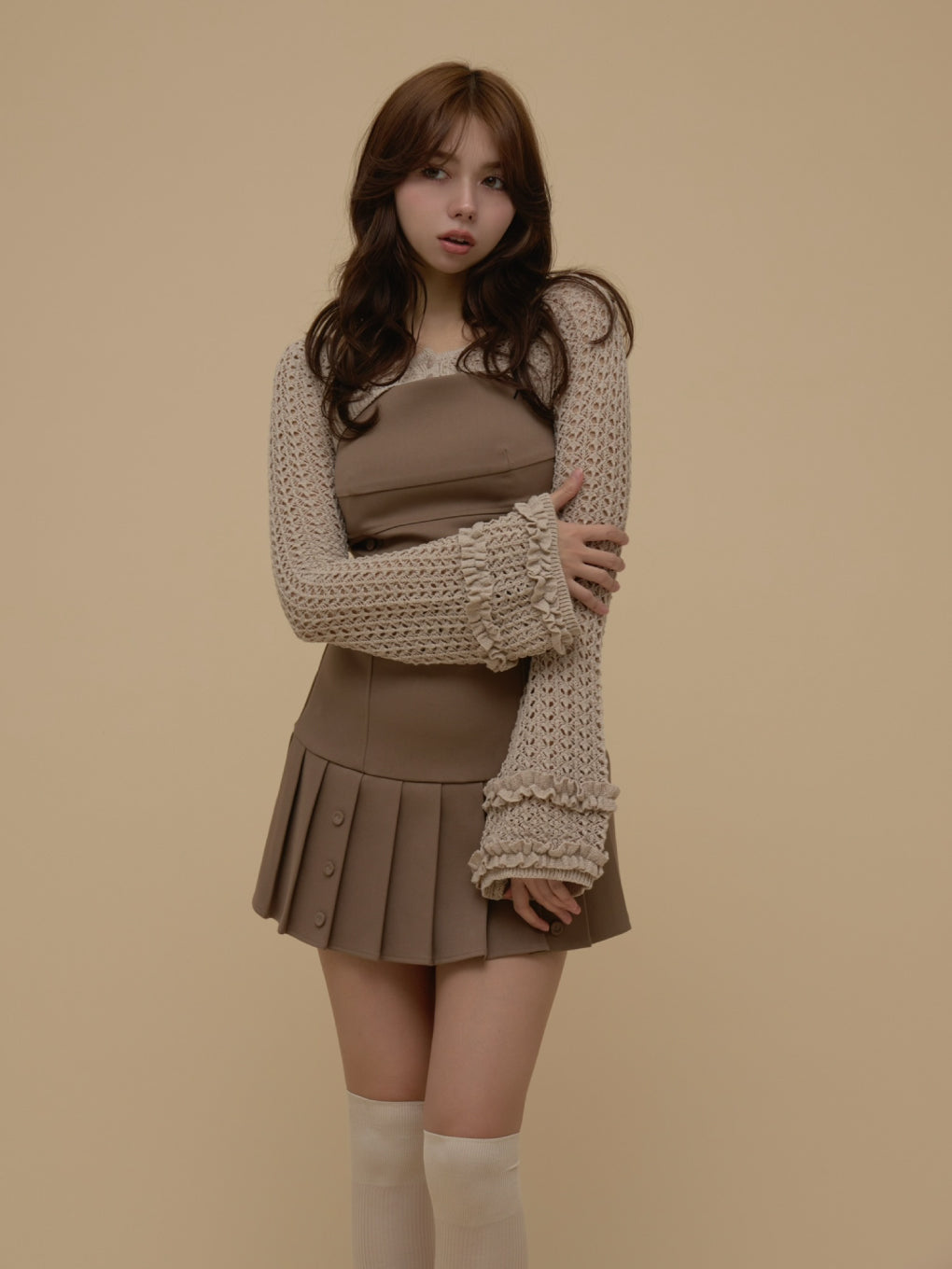 Grenda pleats set mini dress