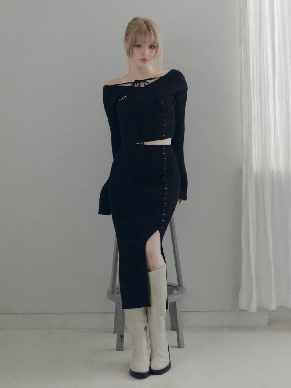 ブラック【新品】andmary Bella knit tops Black