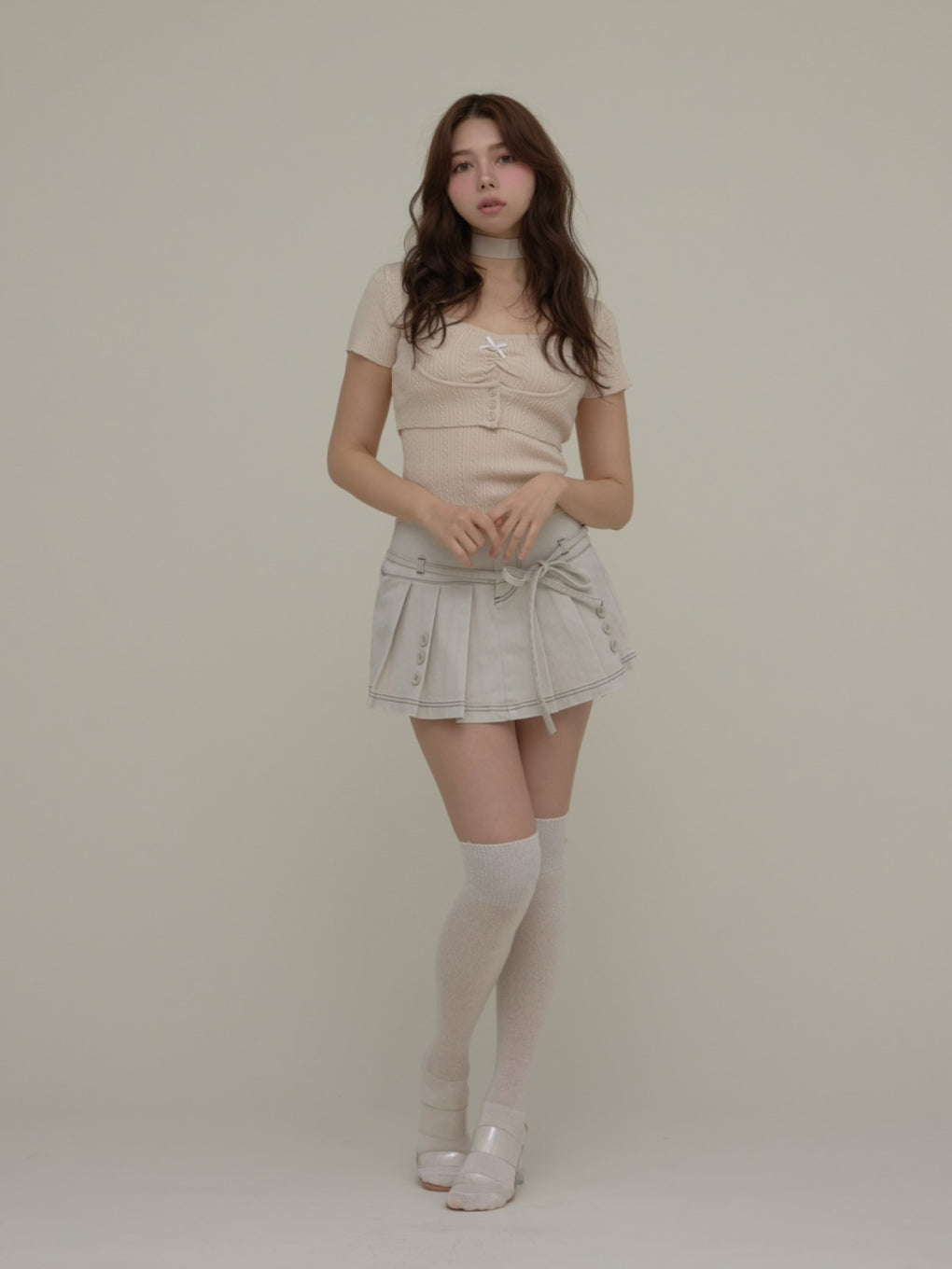 トップス andmary Frida knit set pinkbeige ANDMARY】Frida knit set