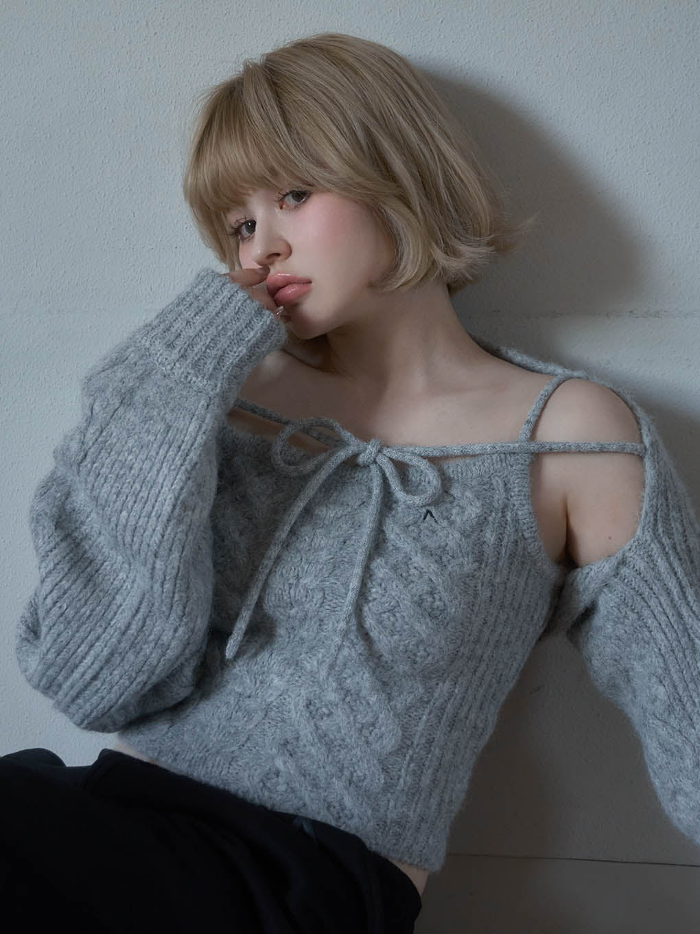 Heart cable knit set