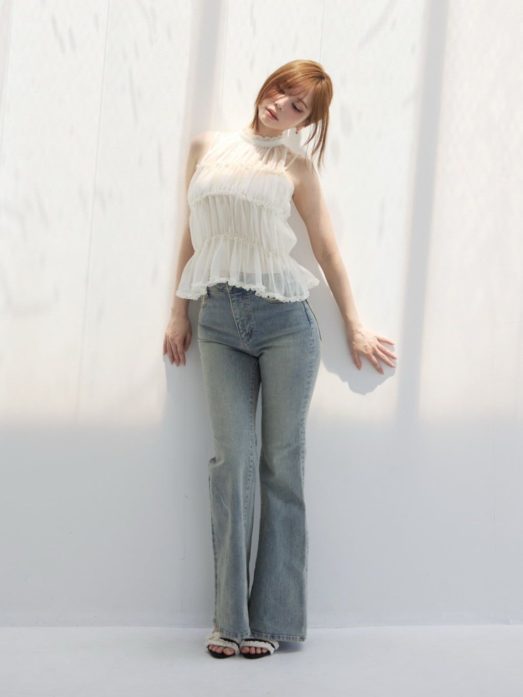 トップス andmary Alice shirring tops blue andmary Alice shirring