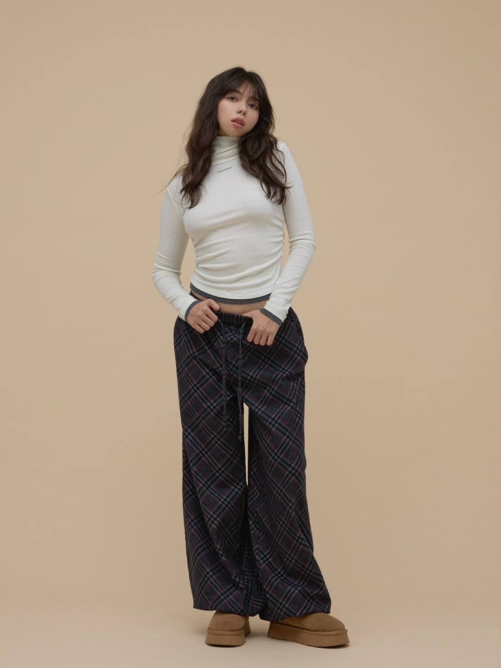 ANDMARY】Monica check loose pants