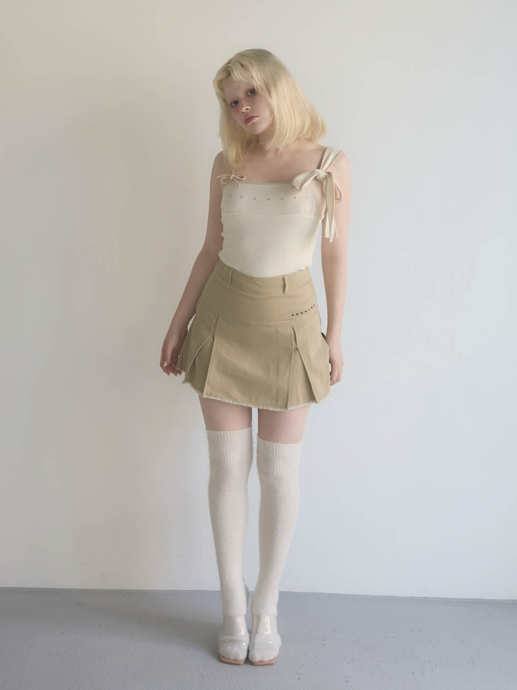 andmary Bella ribbon tops タンクトップ ホワイト Bella ribbon tank
