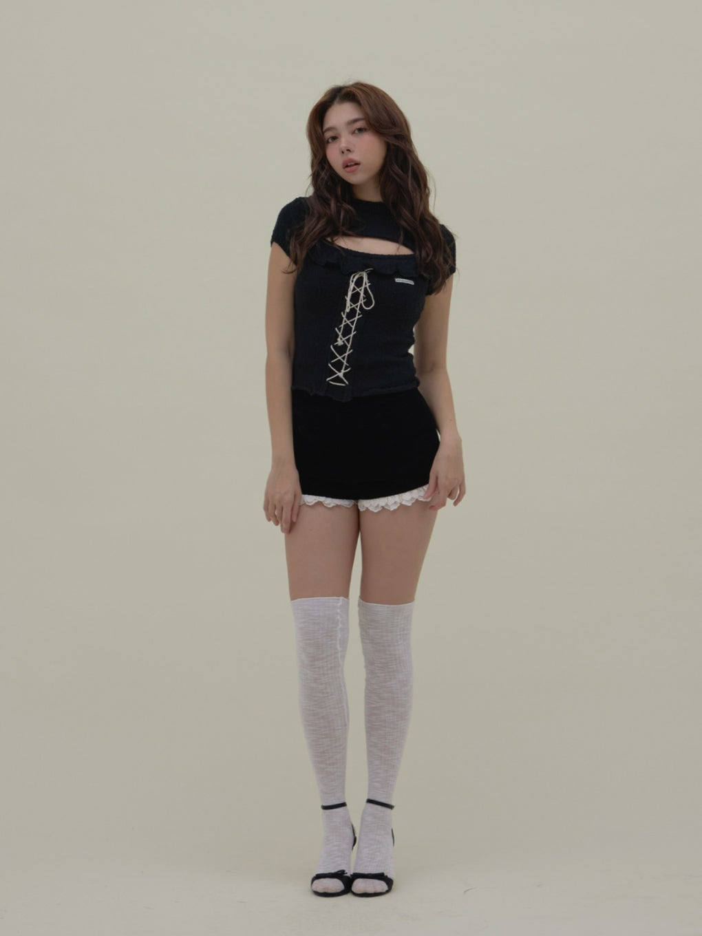 トップス Fleur frill knit tops AM1807 ANDMARY】Fleur frill knit tops