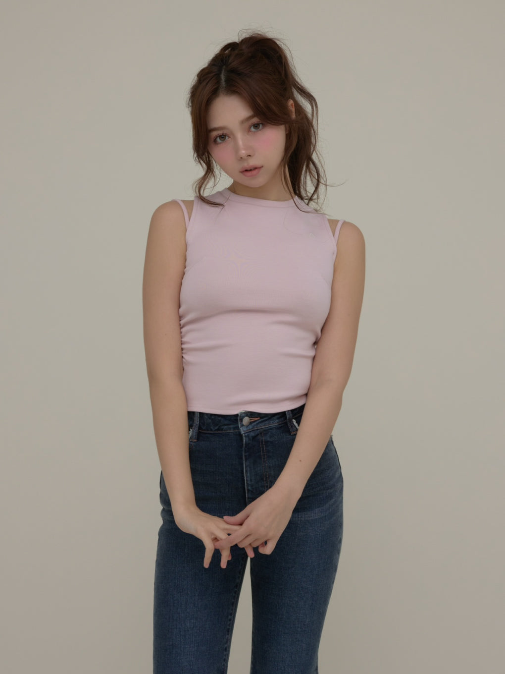 トップス ANDMARY Heart point tops pink ANDMARY】Heart point tops