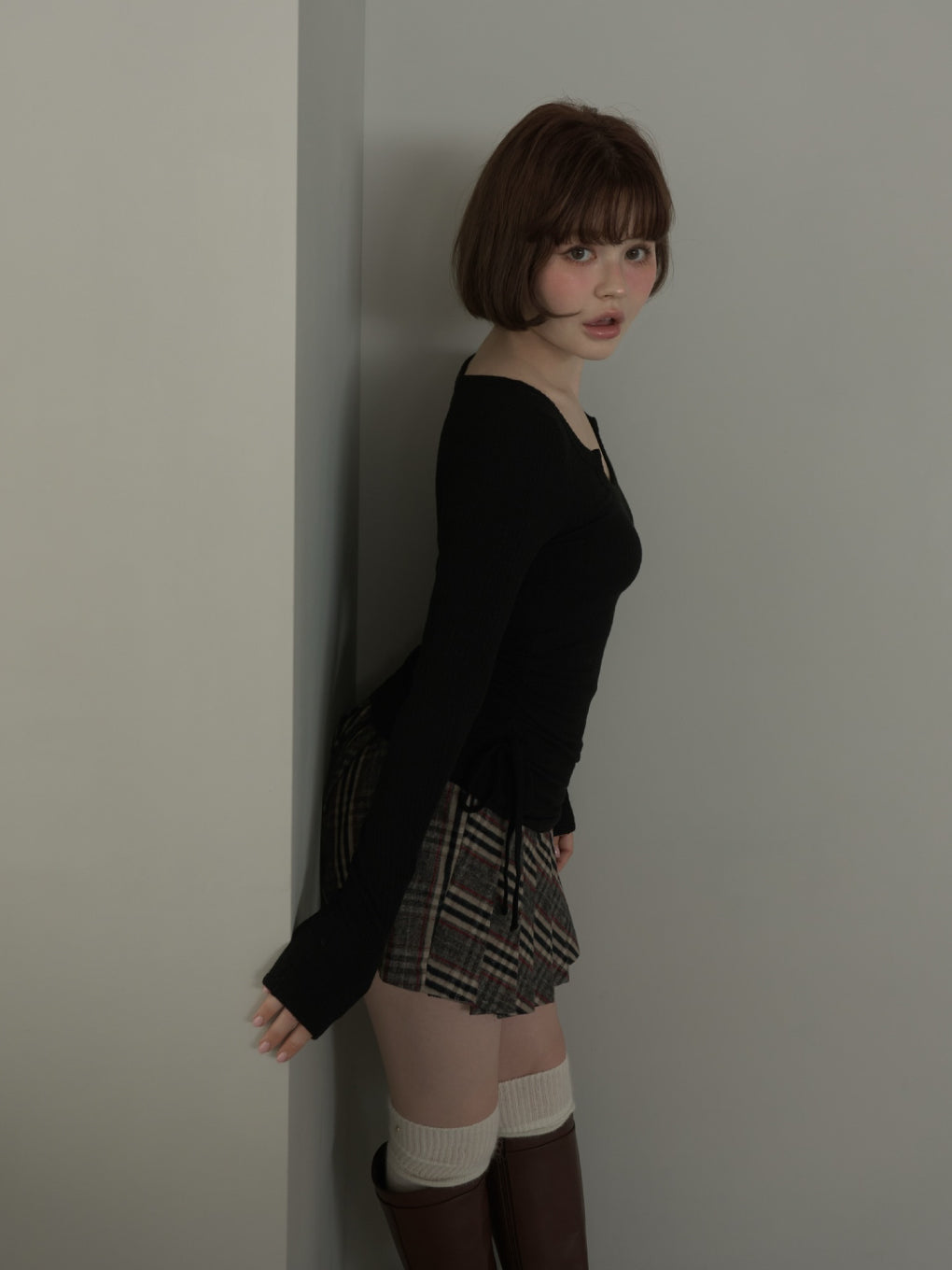 ANDMARY】Lala shirring ribbon tops