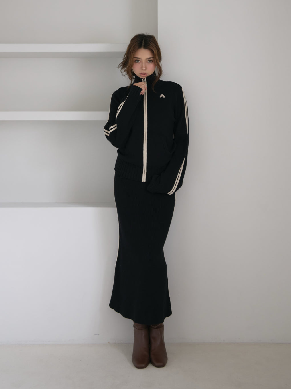 Zoe full zip set long dress