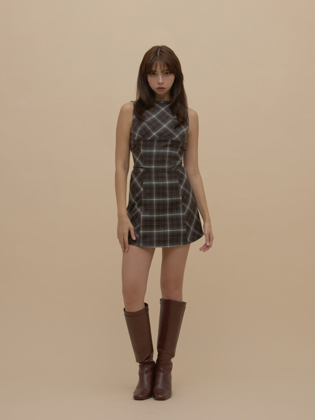 Mimi check set mini dress