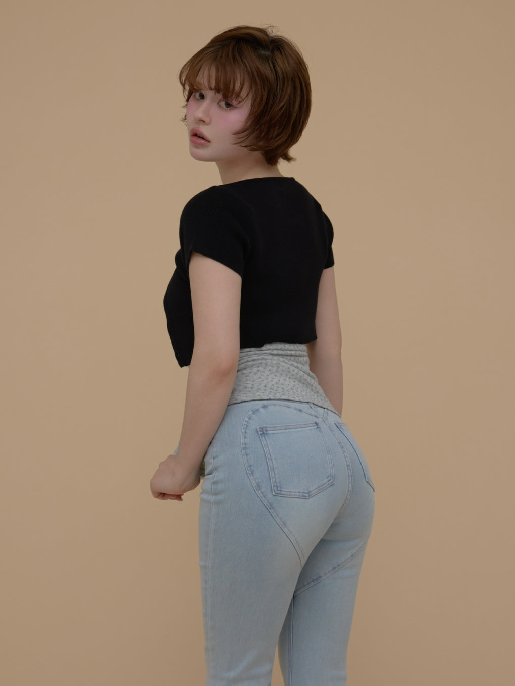 ANDMARY】Heart hip highwaist flare denim