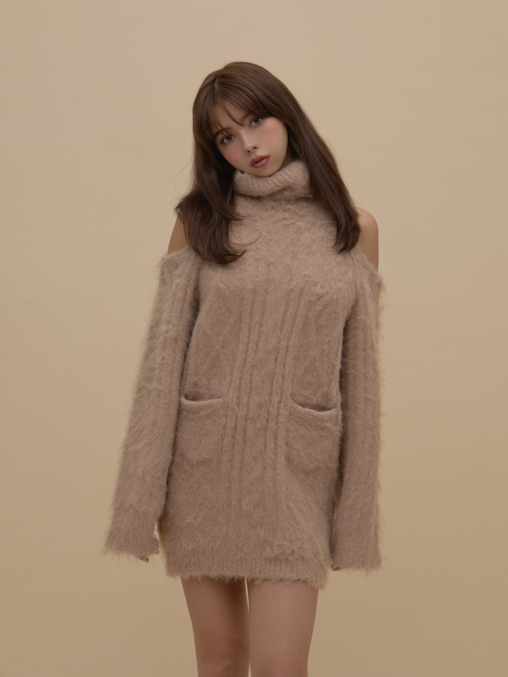 ANDMARY Allyn cable knit dress ベージュ ANDMARY】Allyn cable knit dress