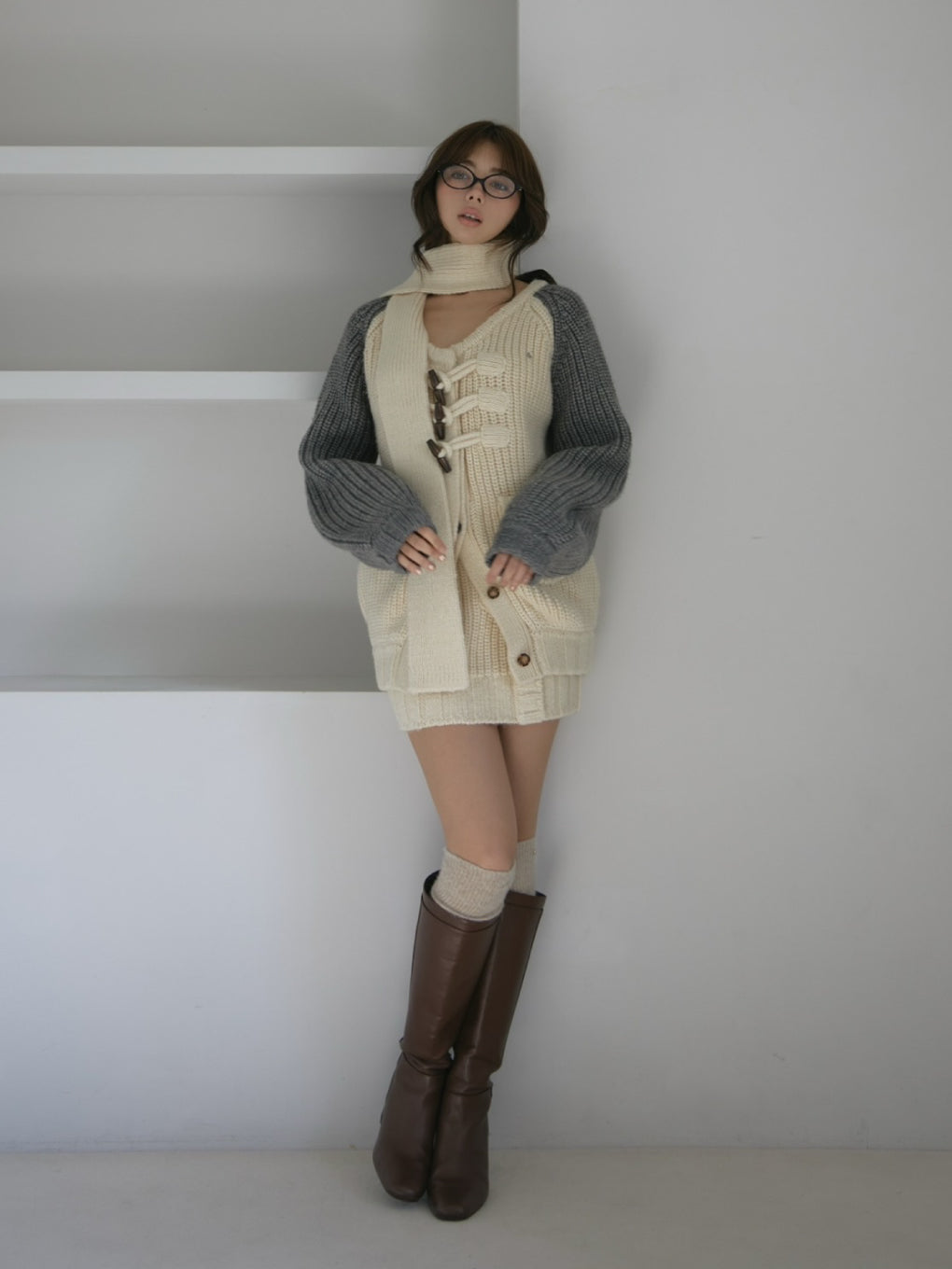 Loose raglan knit set up