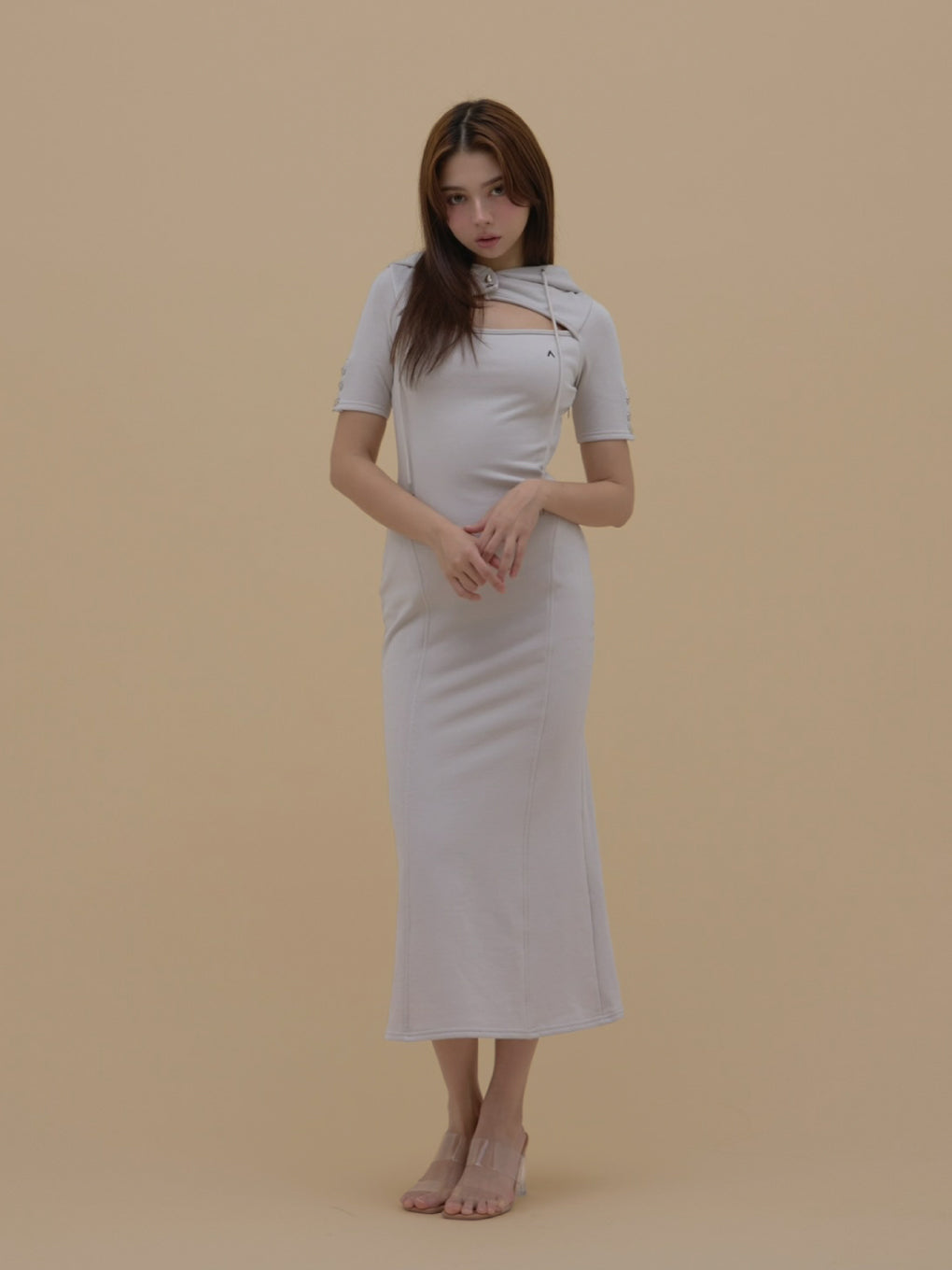 ANDMARY】Heart button slit dress
