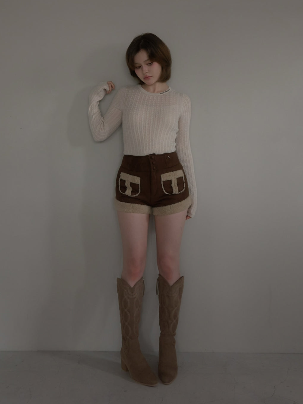 Heart point western suede boots