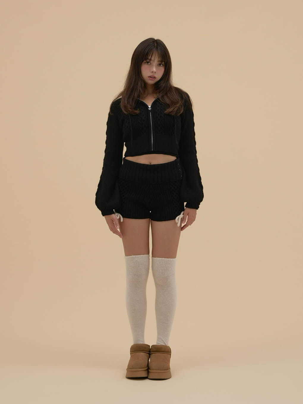 Milk ribbon knit set up