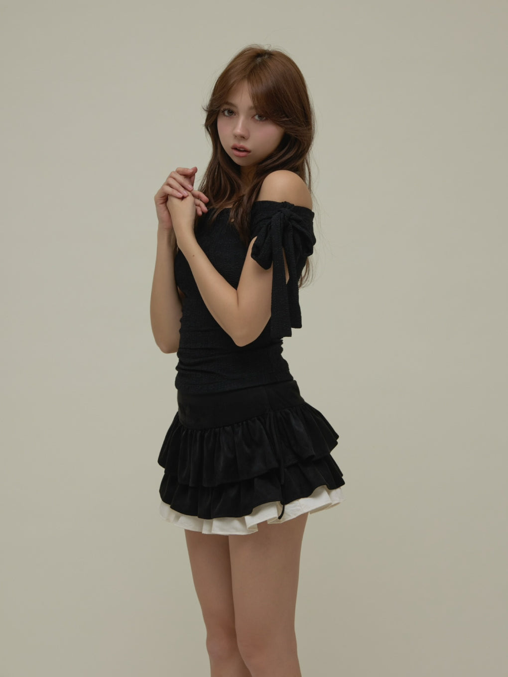 Andmary Lace ribbon tops pink 店舗購入 ANDMARY】Lace ribbon tops