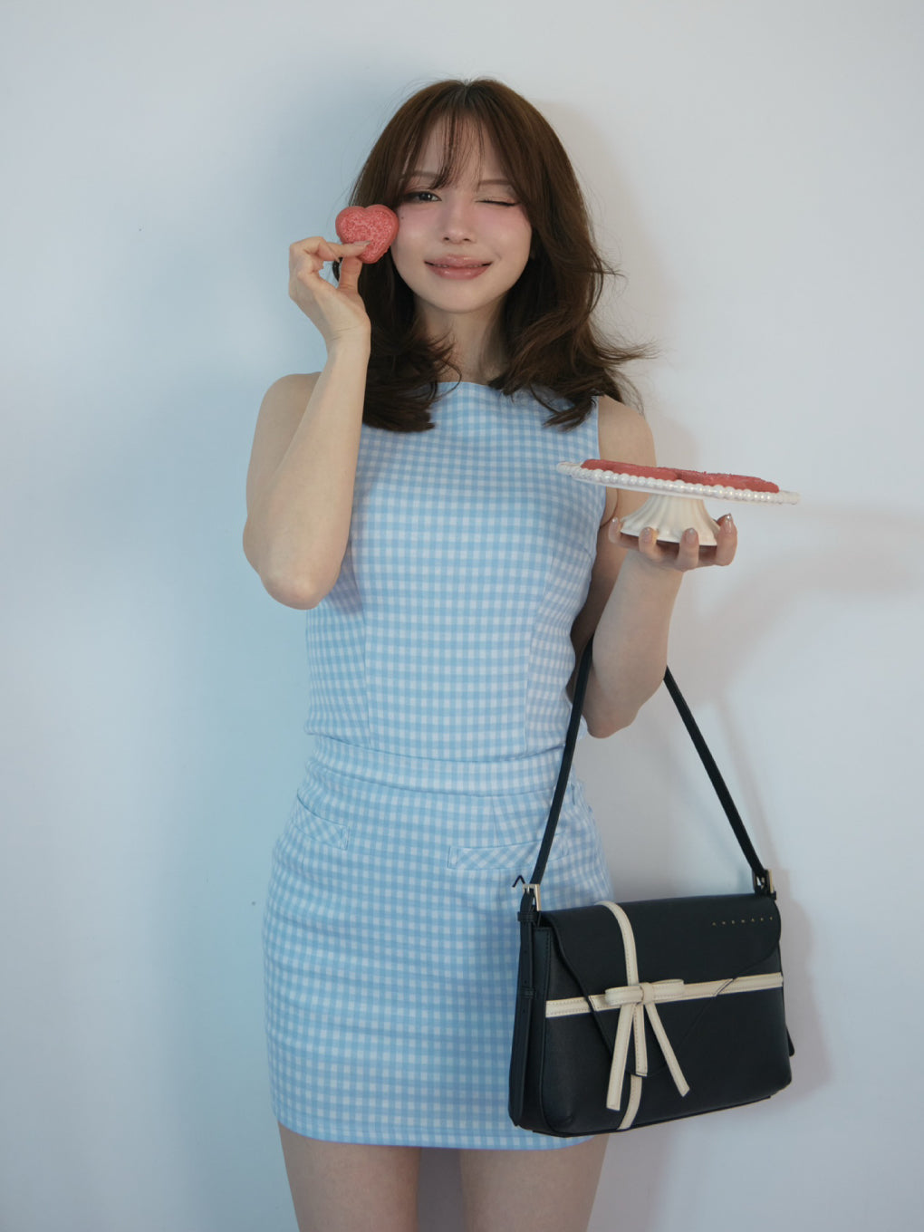 Valentine ribbon leather bag